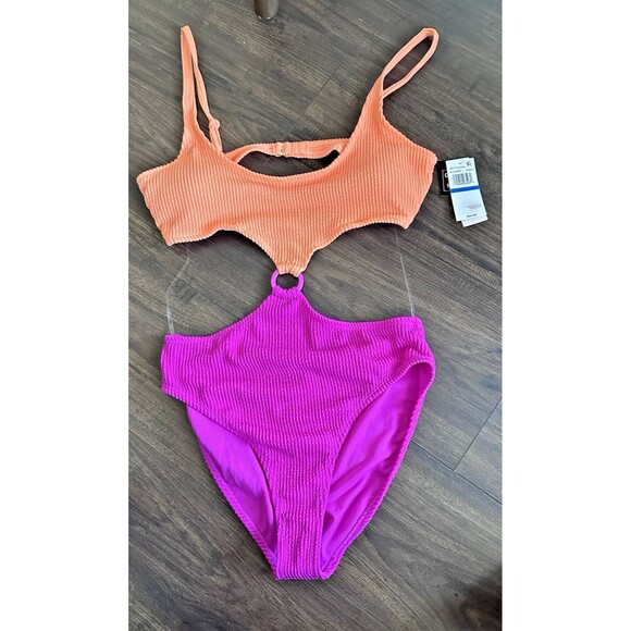 Salt + Cove Women Juniors' Color blocked One-Piece Monokini Swimsuit XL - Picture 2 of 10